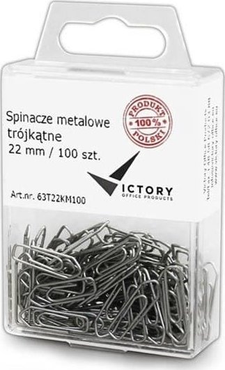 Victory Office Product SPINACZE BIUROWE VICTORY OFFICE 22MM 100 SZT. TRÓJKĄTNE POJEMNIK PLASTIKOWY ZAWIESZANY