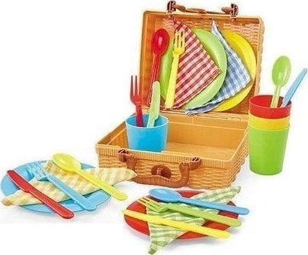 Zestaw naczyń w piknikowym koszyku 25el