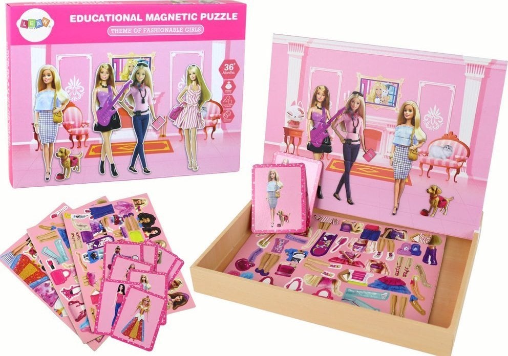 LeanToys Zestaw Edukacyjnych Puzzli Magnetycznych Motyw Lalki