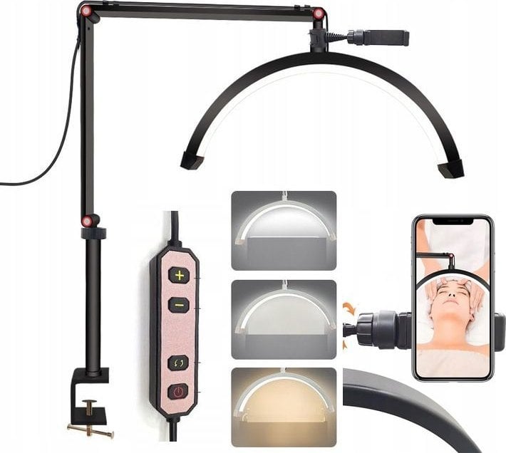 Lampa Led Kosmetyczna Bezcieniowa Do Makijażu Paznokci Przedłużania Rzęs / C180 / Czarny