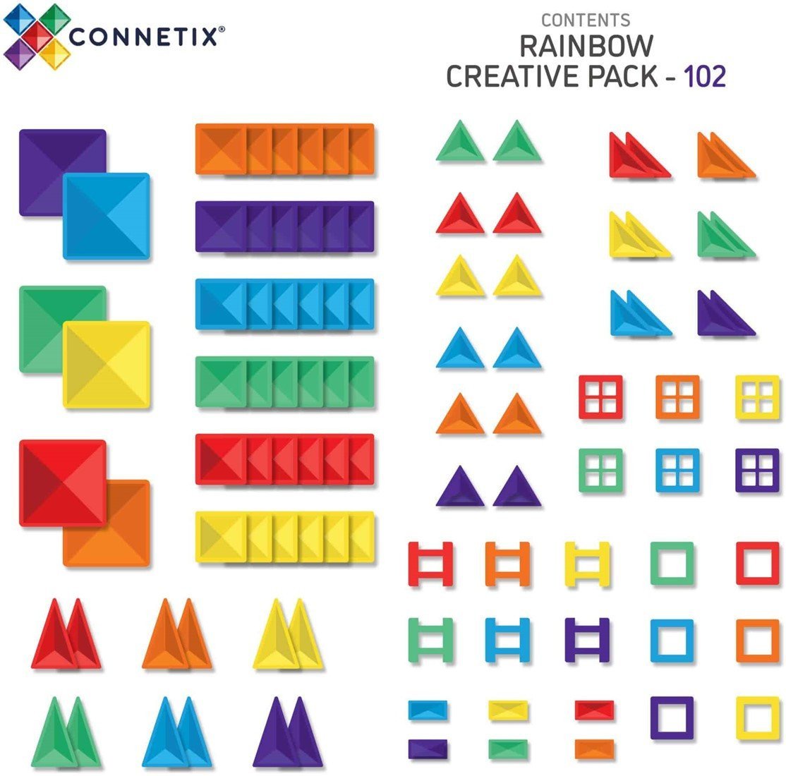 CONNETIX Rainbow Creative Pack 102 el klocki magnetyczne 3+