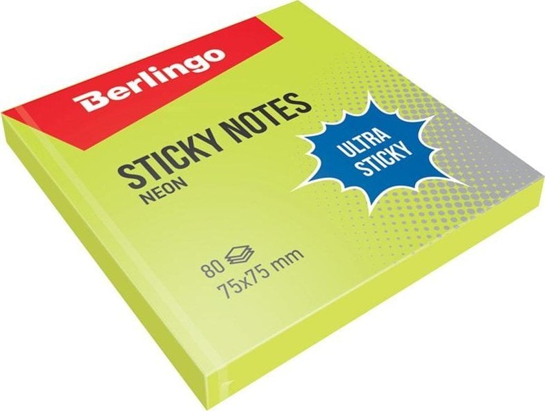 Berlingo Bloczek samoprzylepny 75x75 zielony 80 kartek