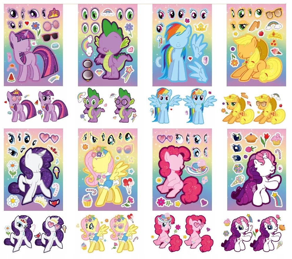 Wyklejanka manualna dla dzieci My Little Pony Naklejka Naklejki 8 szt