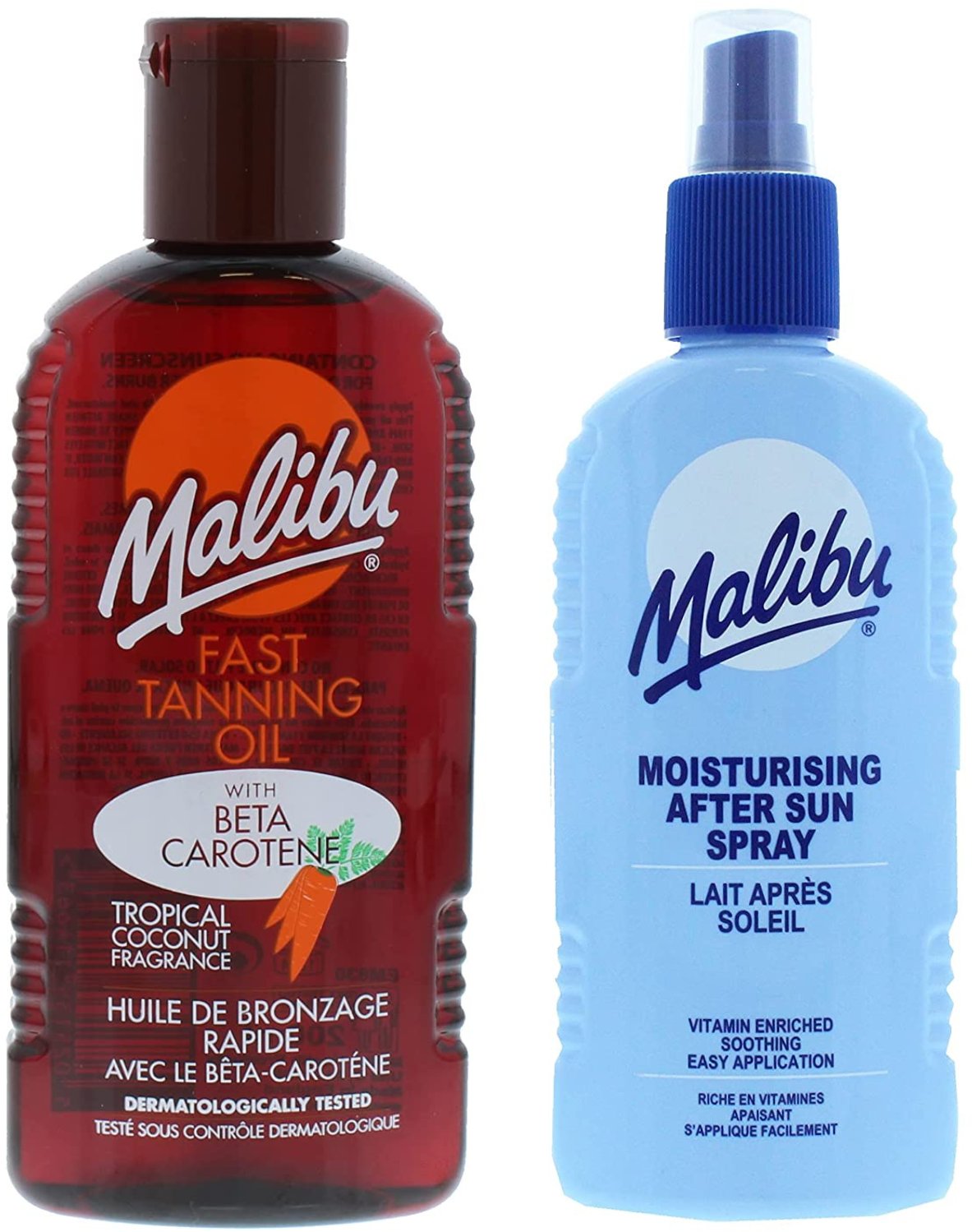 Malibu Olejek Do Opalania Z Marchewką I Kokosem 200ml + Balsam W Sprayu Po Opalaniu 200ml