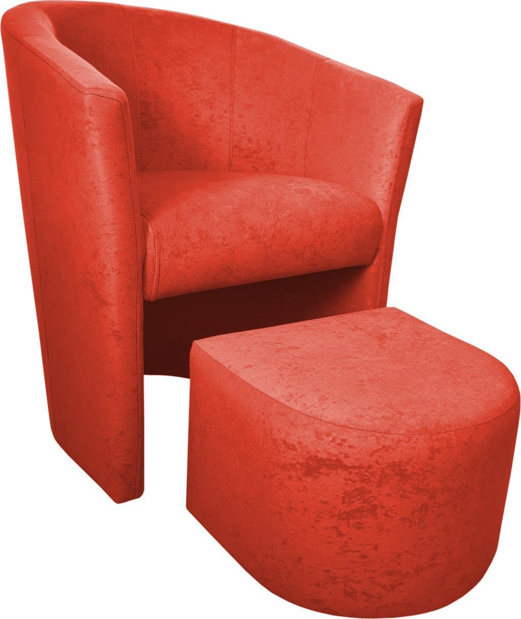 Atos Fotel Club z podnóżkiem Mikrofaza 7 Czerwono pomarańczowy