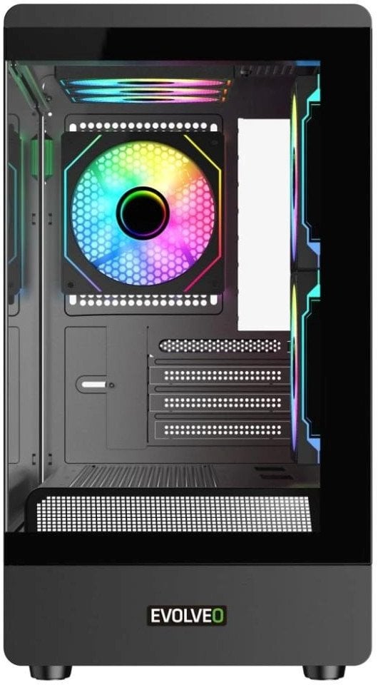 EVOLVEO Ursus, skříň mATX, 6x ARGB ventilátor 120mm, skleněná bočnice + přední panel