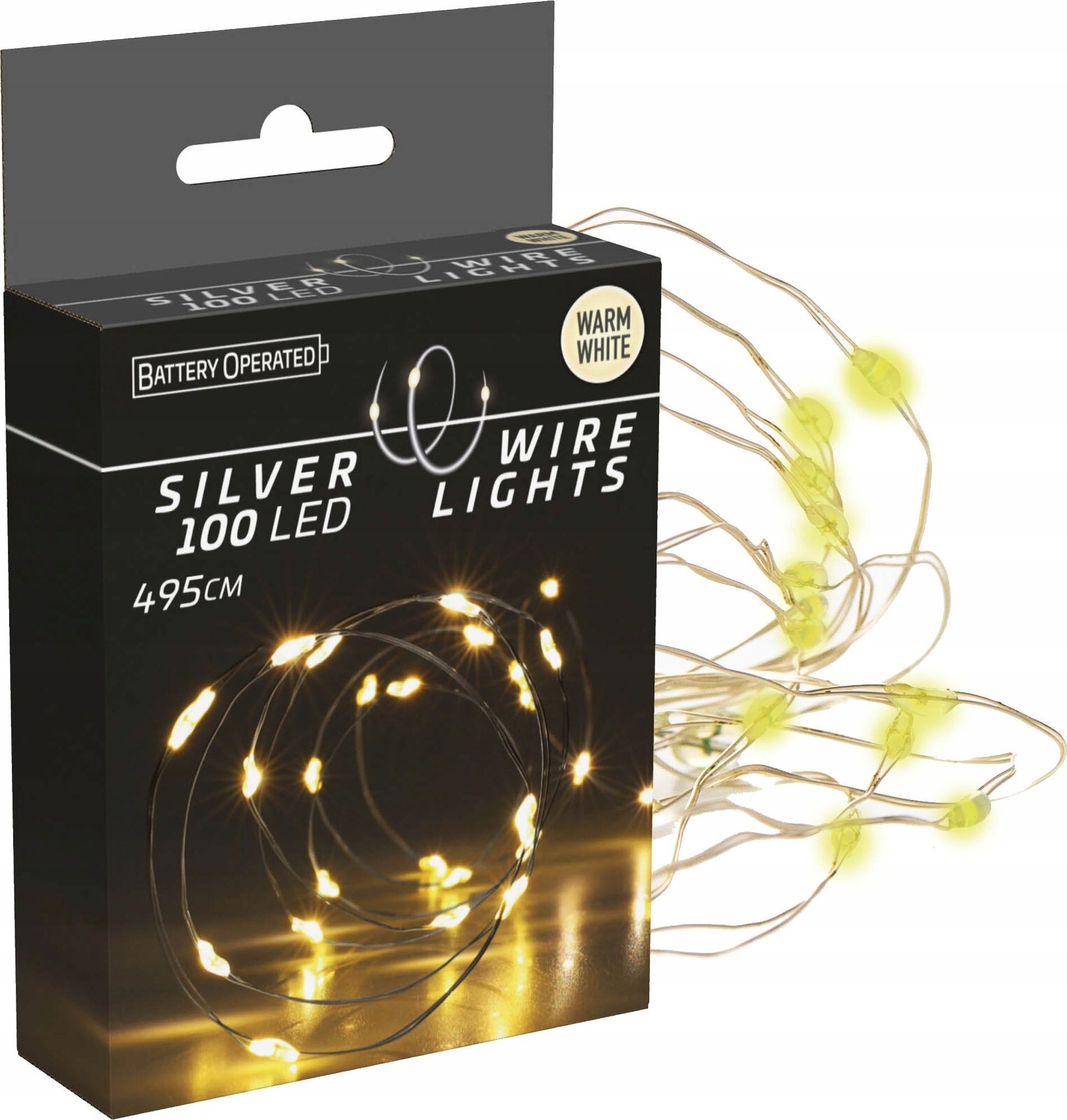 Lampki choinkowe Christmas decoration LAMPKI DRUCIKI NA BATERIE GIRLANDA 100 LED CIEPŁY BIAŁY