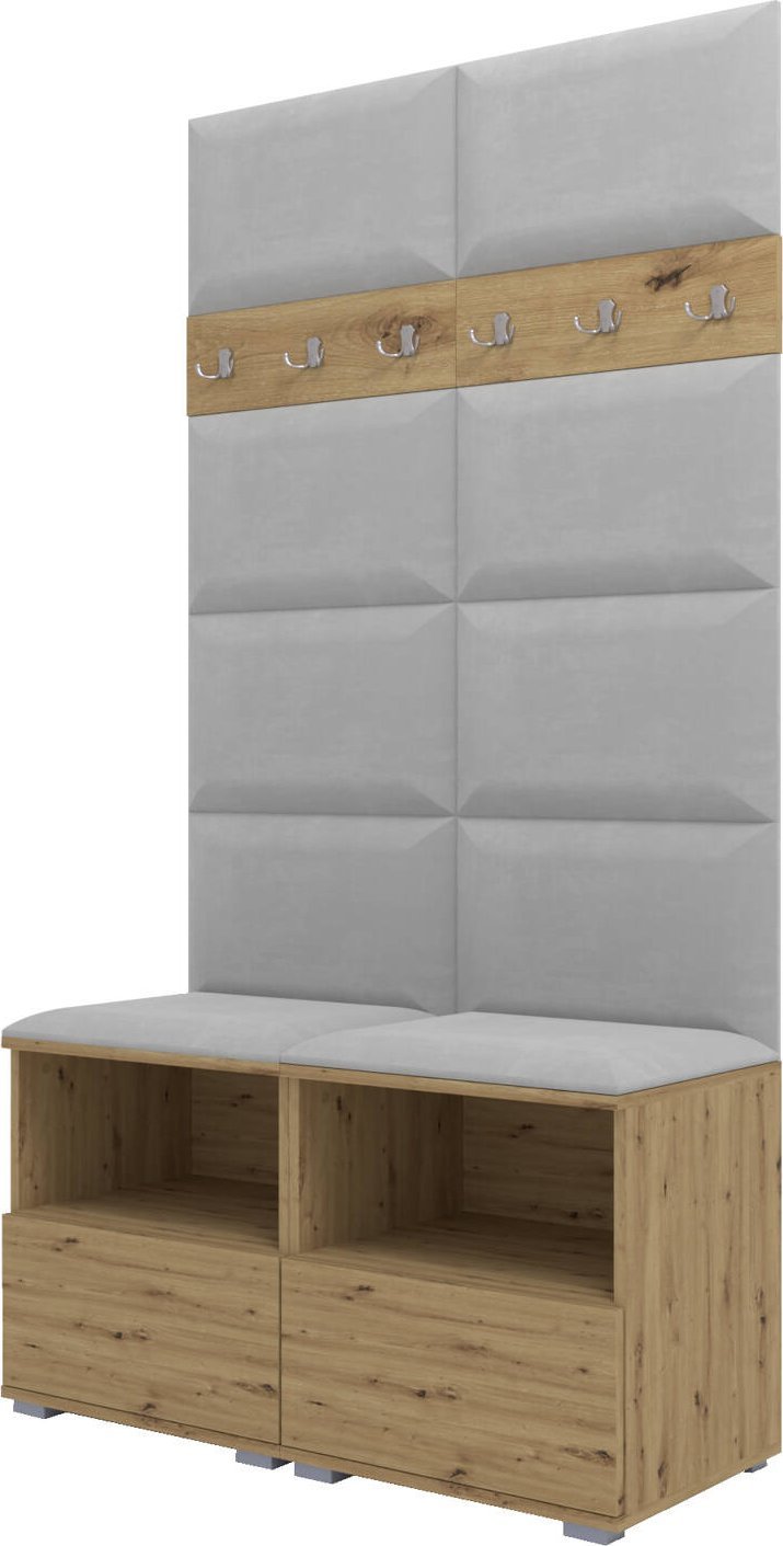 Ravio Tapicerowana garderoba Nela III - kolor dąb artisan + tkanina Trinity 32