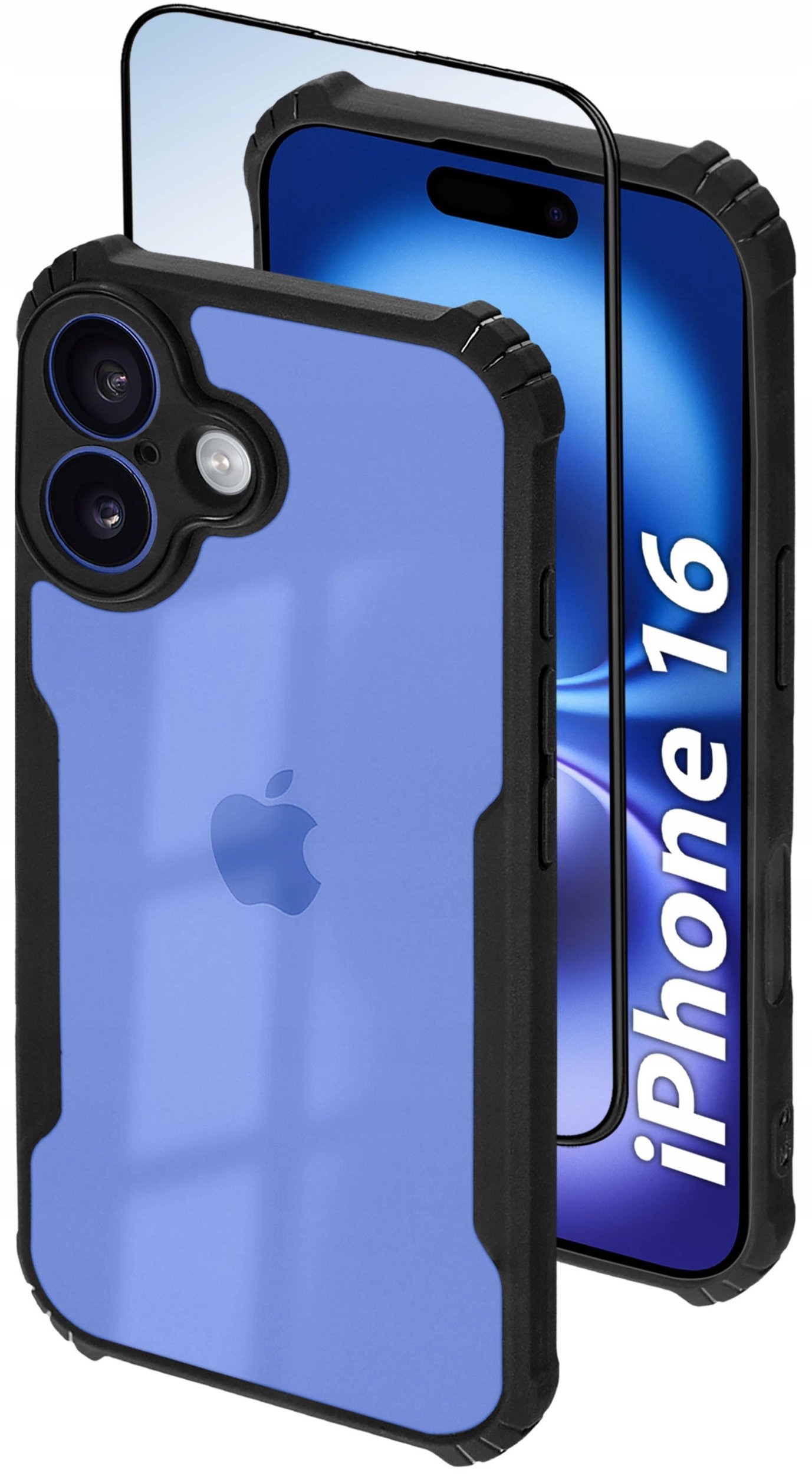 Etui do iPhone 16 ANTI-SHOCK MATT CLEAR CASE WZMACNIANE + Szkło 5D PREMIUM