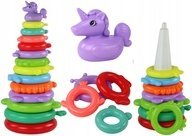LeanToys Piramidka Jednorożec Układanka 13 Kółek Kolorowa 43cm x 18cm x 18cm