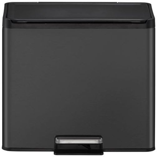 Pedal bin, EKO Essential, black, stainless steel, 3-compartment, 3x9 ltr., with soft close lid