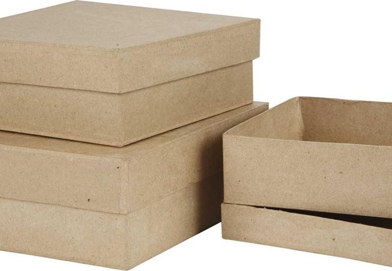 Creativ Company Pudełka pap-mache Kwadratowe 16 18 20 cm