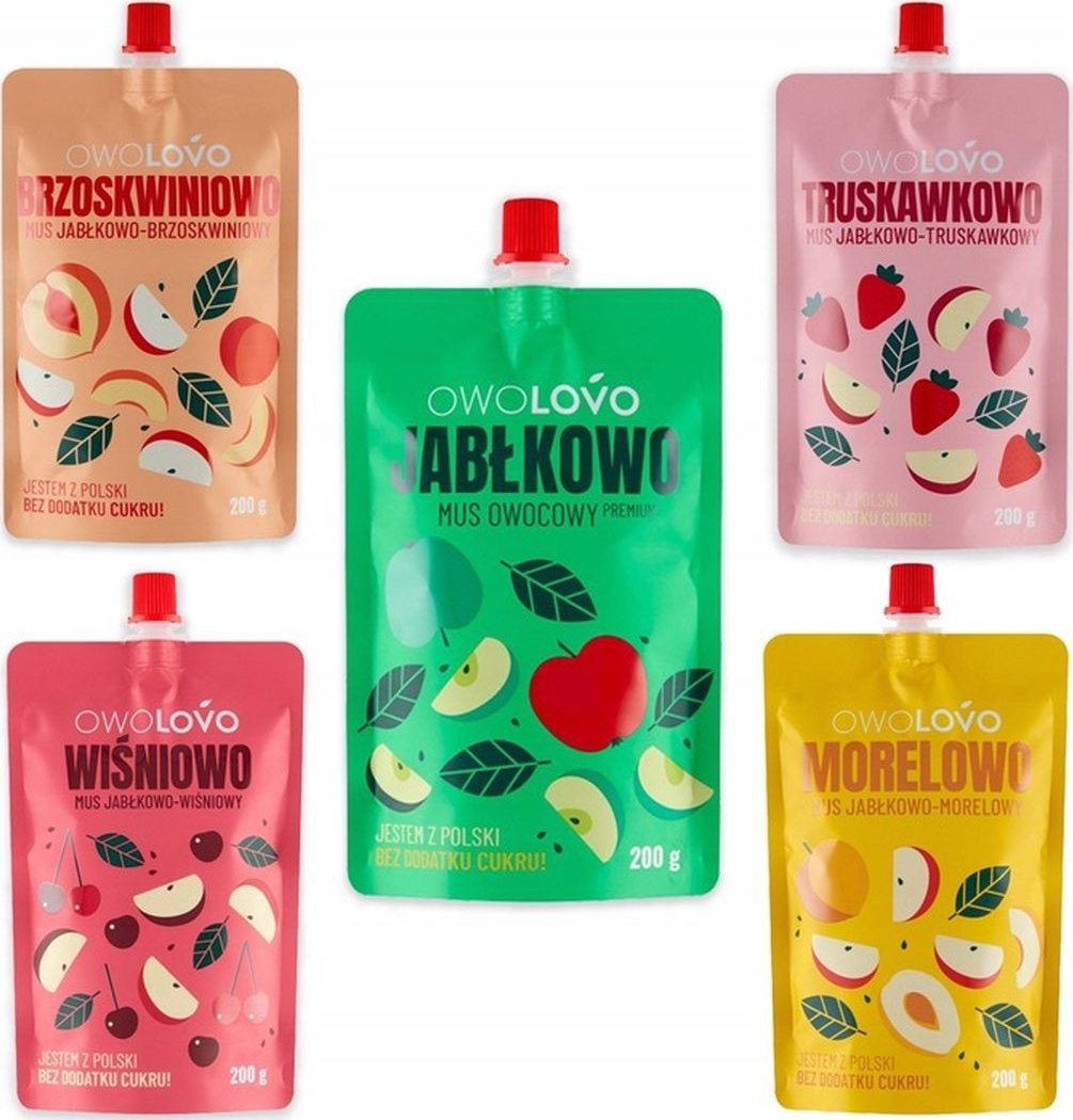 Owolovo OWOLOVO Mus owocowy Mix 200 g x 5 sztuk