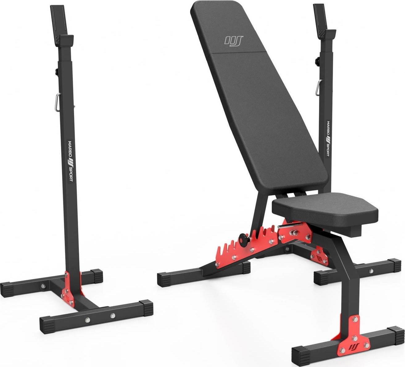 Marbo Sport Zestaw MH7 ławka treningowa dwustronna + stojaki regulowane Marbo Sport
