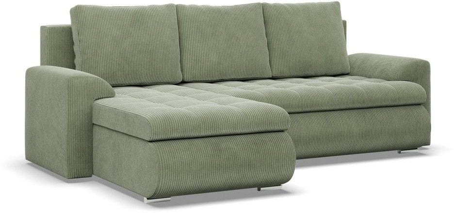 Narożnik rozkładany, lewy, Bosco, sztruks, 230x159x89 cm, oliwkowy | TYLETEGOTU