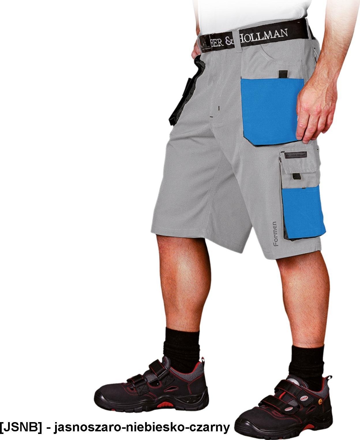 Leber&Hollman LH-FMN-TS - SPODNIE OCHRONNE DO PASA - KRÓTKIE, - jasnoszaro-niebiesko-czarny L