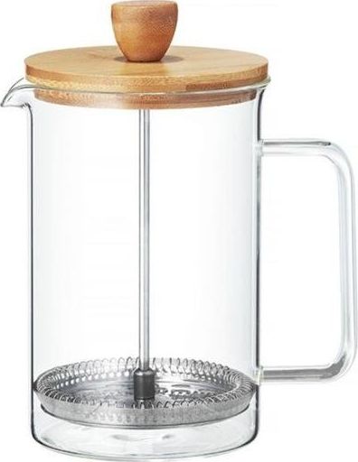 Ambition Zaparzacz 600 ml AMBITION dzbanek szklany do herbaty kawy ziół z pokrywką bambusową uniwersalny