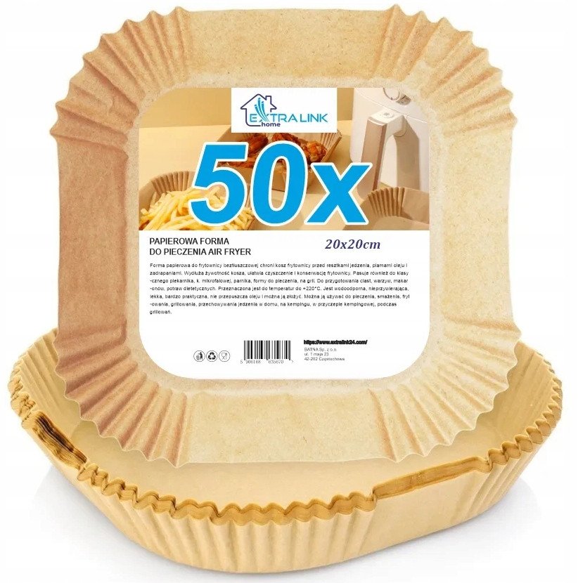 Extralink HOME PAPIEROWE WKLADY DO FRYTKOWNICY 20X20CM (50SZT)