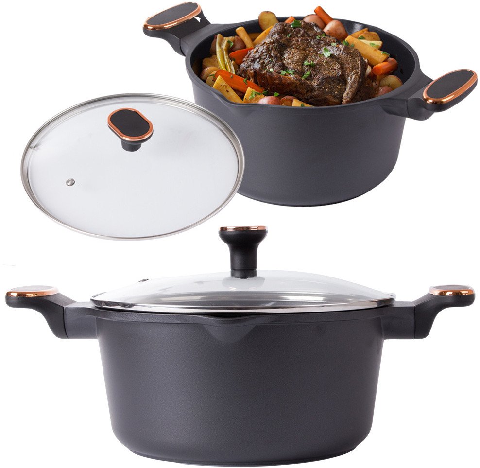 Garnek rondel głęboki z pokrywką indukcja gaz powłoka non stick 5l