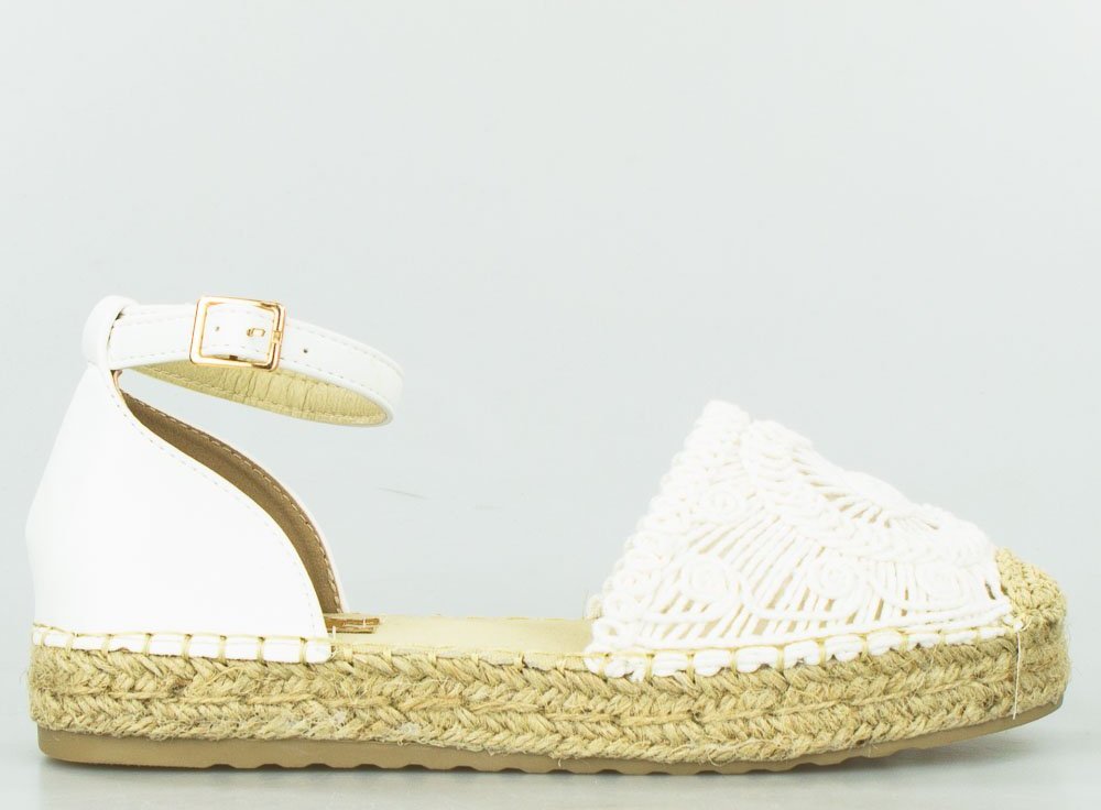 Wolski Espadryle sandały na plecionej platformie białe-40