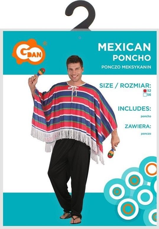 Strój dla dorosłych Ponczo Meksykanin rozm. 52
