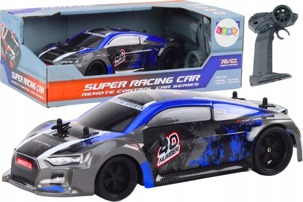 LeanToys Autko Zdalnie Sterowane RC 1:18 Gumowe Koła Drift Niebieski