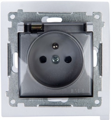 Kontakt-Simon Gniazdo SIMON54 hermetyczne 1-krotne z/u 16A IP44 srebny - DGZ1BZ.01/43A