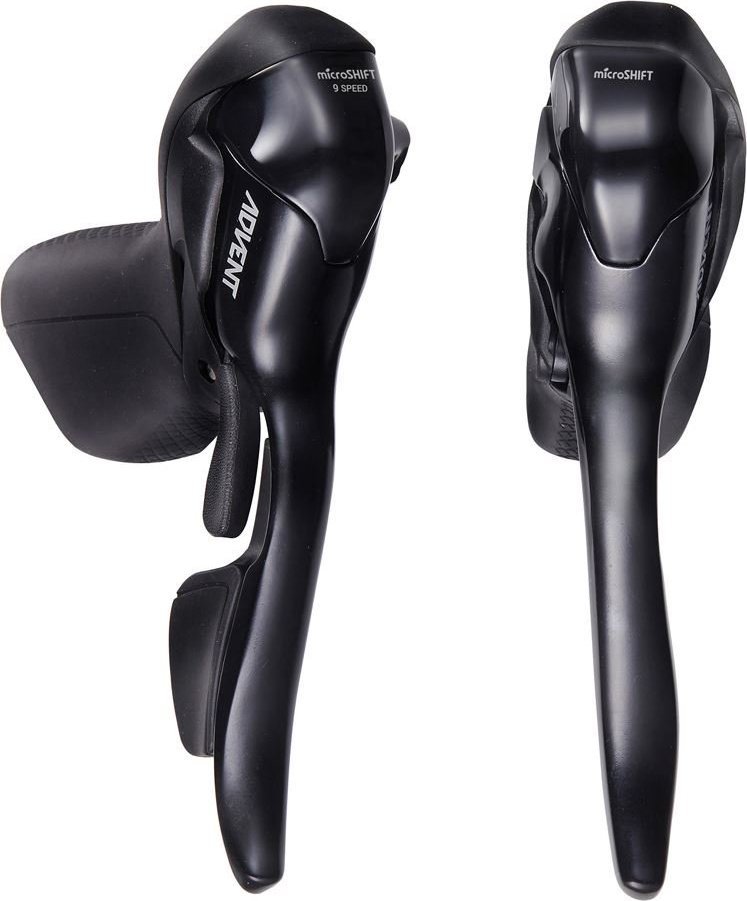 Microshift Klamkomanetki MICROSHIFT ADVENT, Para, 9.rzędowe, Nie kompatybilne z Shimano, Dual Control, Lewa Klamka Tylko z Dźwignią Hamulca, Czarne (N