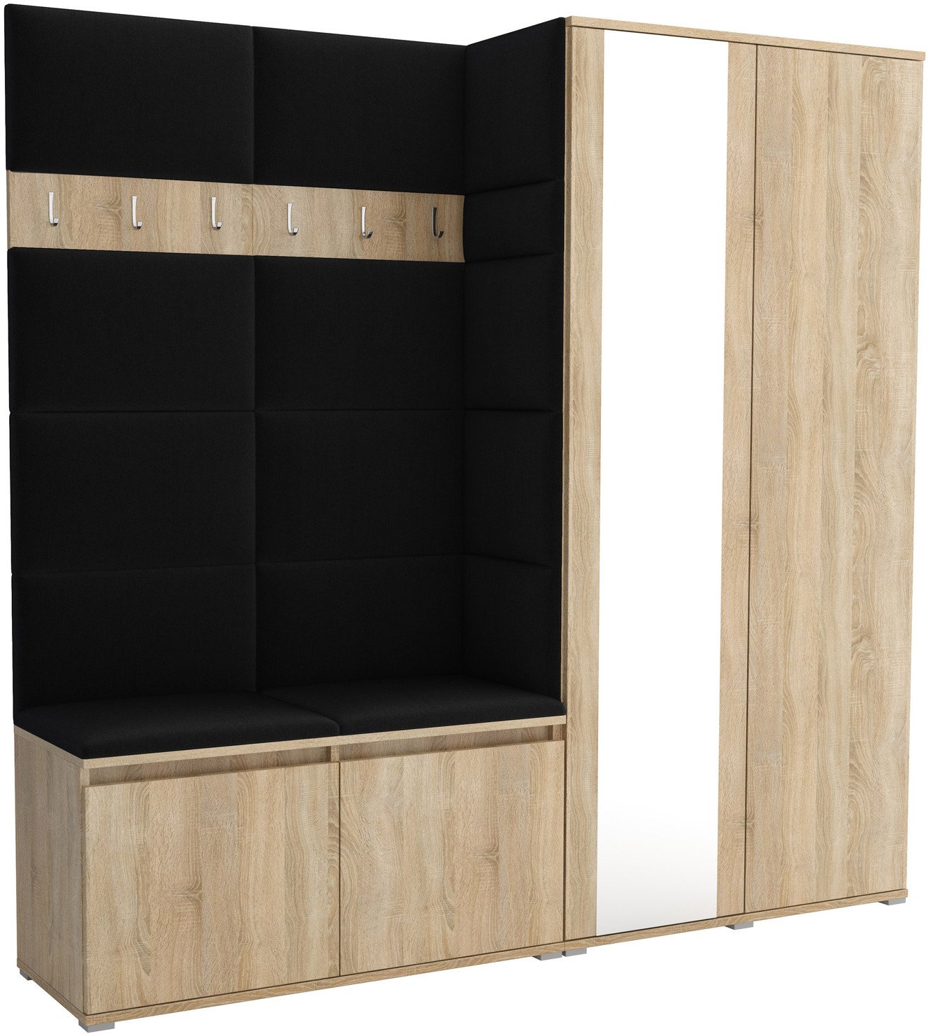 Tapicerowana garderoba Noris IV z lustrem - kolor sonoma + tkanina Trinity 16