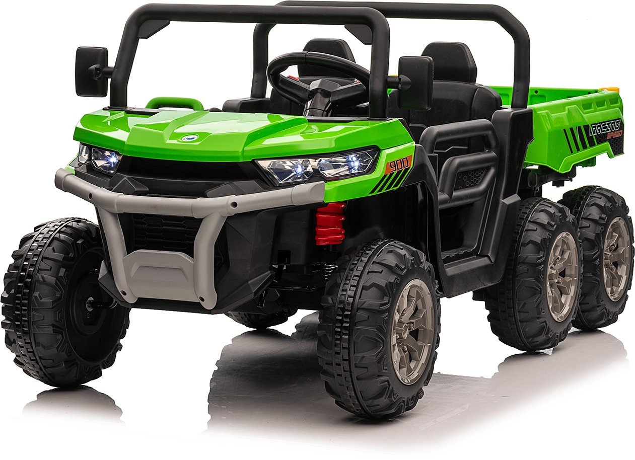 Kita Dwuosobowy elektryczny samochód dziecięcy z przyczepą, zielony