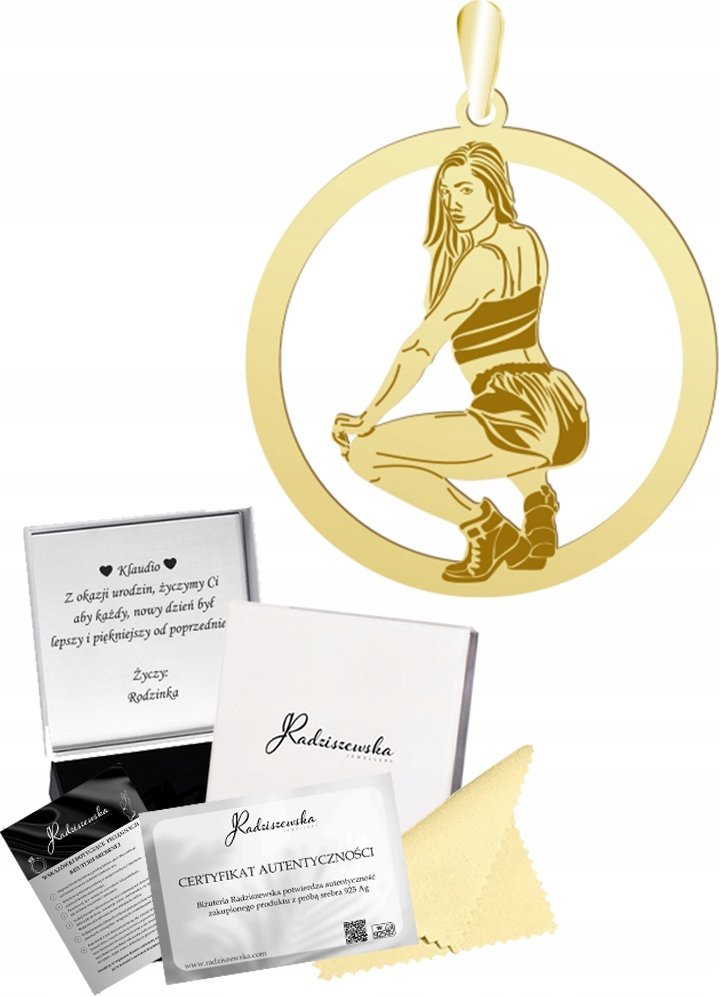 Radziszewska Jewellery Zawieszka Złota Twerk Twerking Srebro 925 Prezent Biżuteria GRAWER GRATIS