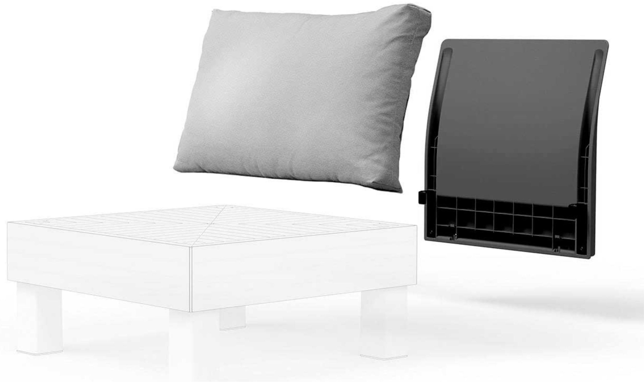 Keter Oparcie z poduszką Elements grafitowa z szarym poduszką 55x7x53 cm