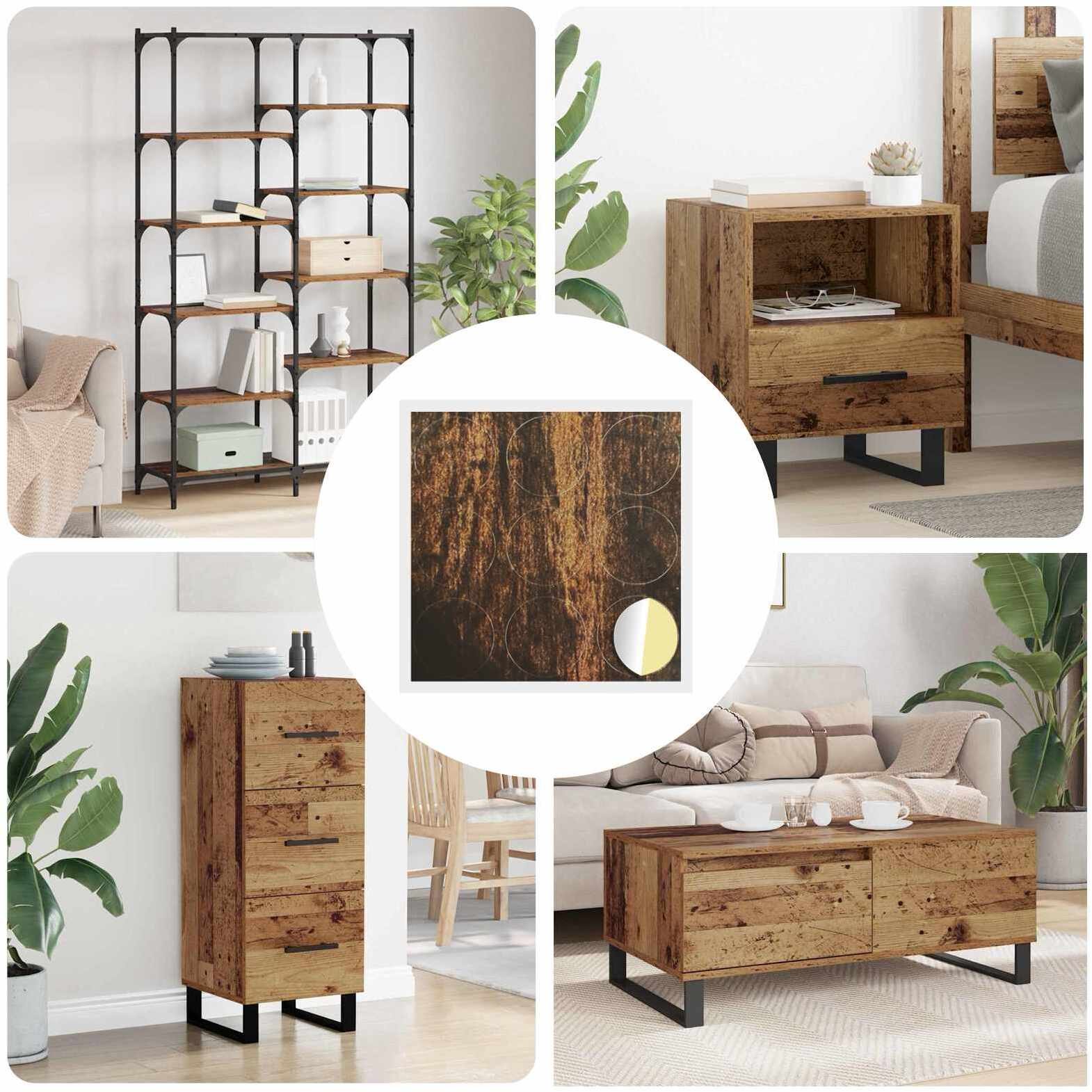 vidaXL Okładka Śrubowa Samoprzylepna 12 pcs Old wood 20 x 0,5 mm