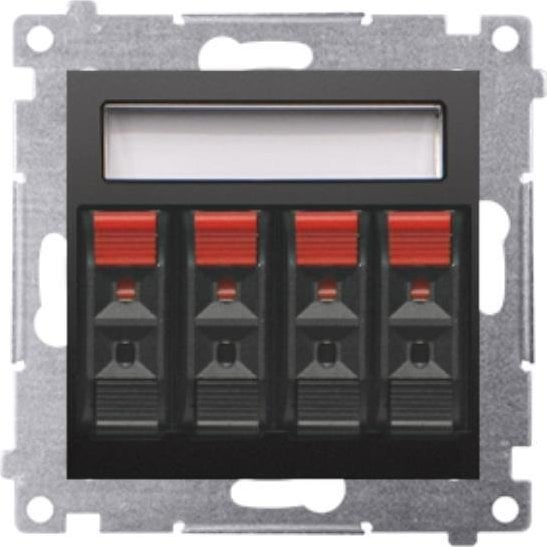 Kontakt-Simon Simon 54 Gniazdo głośnikowe 4-kr. z polem opisowym (moduł) przekrój przewodów dla wejścia i wyjścia 25mm2 czarny mat DGL34.01/49