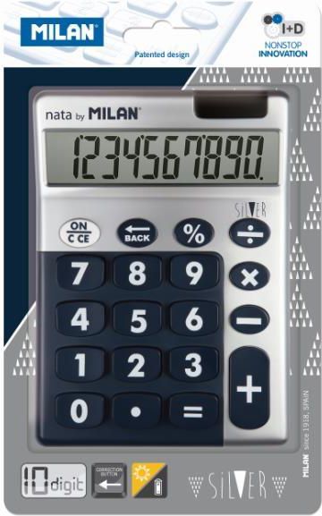 Kalkulator Milan Kalkulator 10-pozycyjny Silver czarny (159906SLBBL)