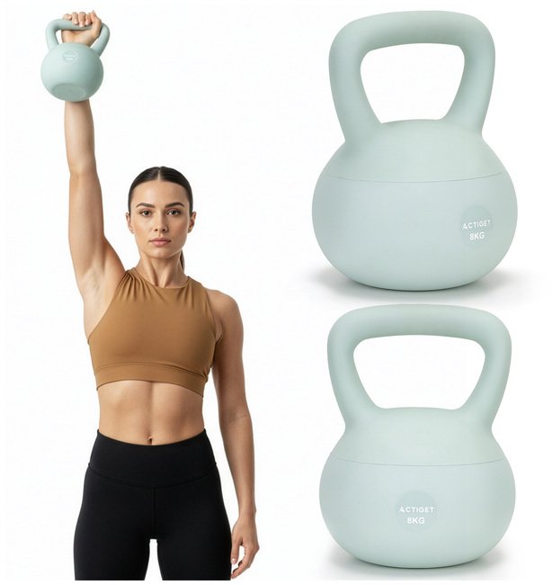 Kettlebell miękki 8 kg kula odważnik hantla ciężar do ćwiczeń fitness, turkusowy UNIWERSALNY