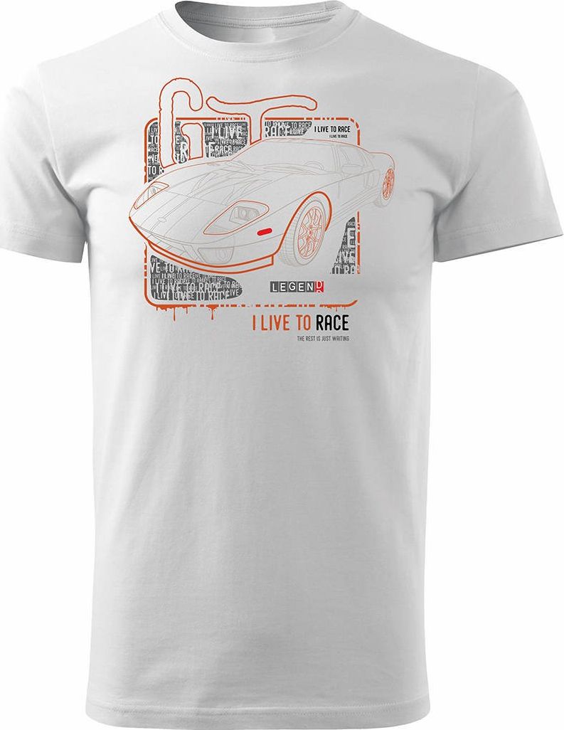 Topslang Koszulka motoryzacyjna z samochodem Ford GT męska biała REGULAR L
