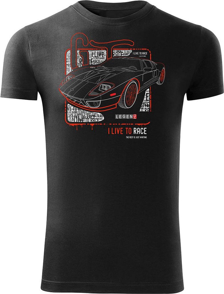 Topslang Koszulka motoryzacyjna z samochodem Ford GT męska czarna SLIM XXL
