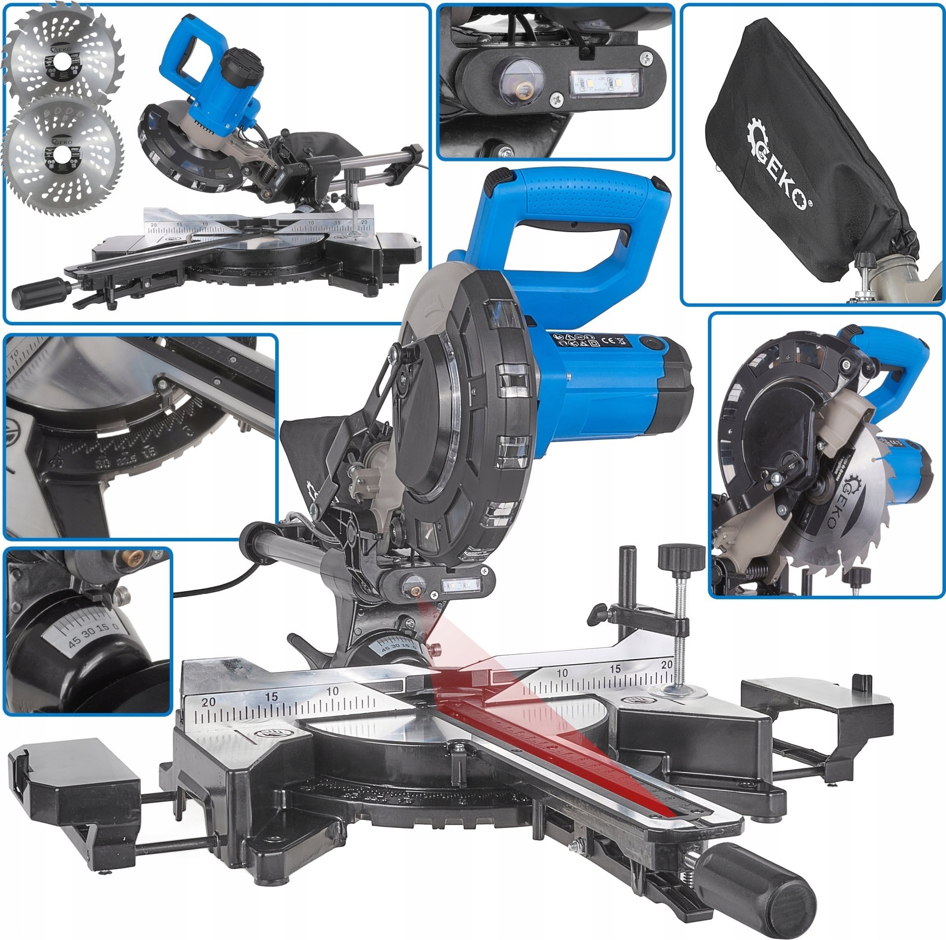 Ukośnica Geko Piła ukośnica z posuwem 1700W 210mm (1)