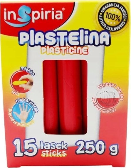 Plastelina czerwona 15 lasek 250g
