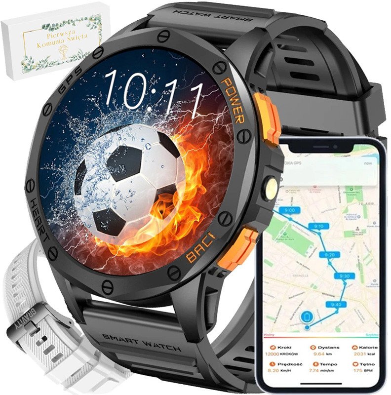 Zegarek Komunijny SMARTWATCH -GPS-GRAVITY GT24-2 BK/BK/WH