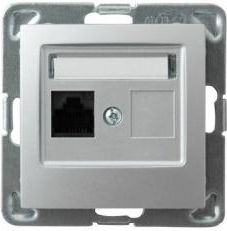 Ospel Gniazdo komputerowe Impresja pojedyncze RJ45 kat.5e srebrne (GPK-1Y/K/m/18)