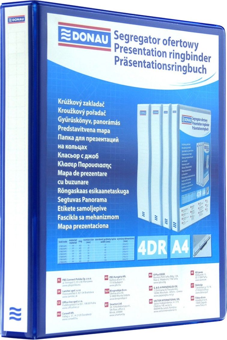 Segregator Donau 4-ringowy A4 44mm niebieski