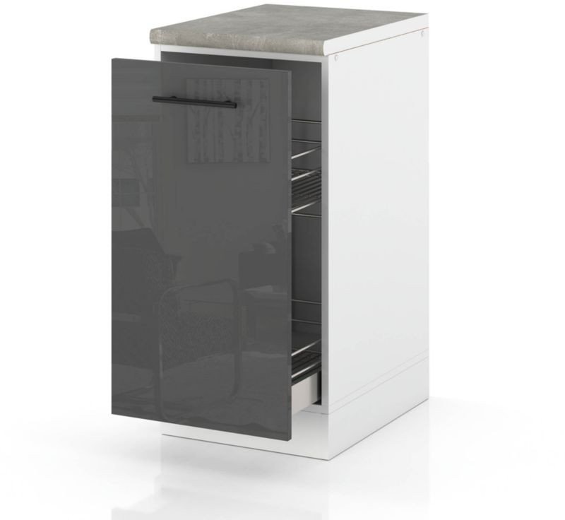 Szafka Kuchenna Stojąca Z Blatem Szafka Cargo 40cm Spremium Szary Połysk