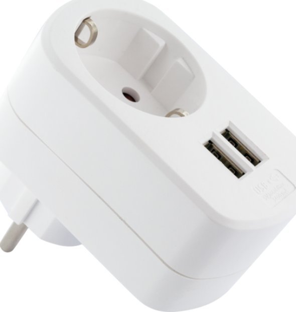 Schwaiger Schwaiger USB Ladeadapter 230V mit Steckdose weiß