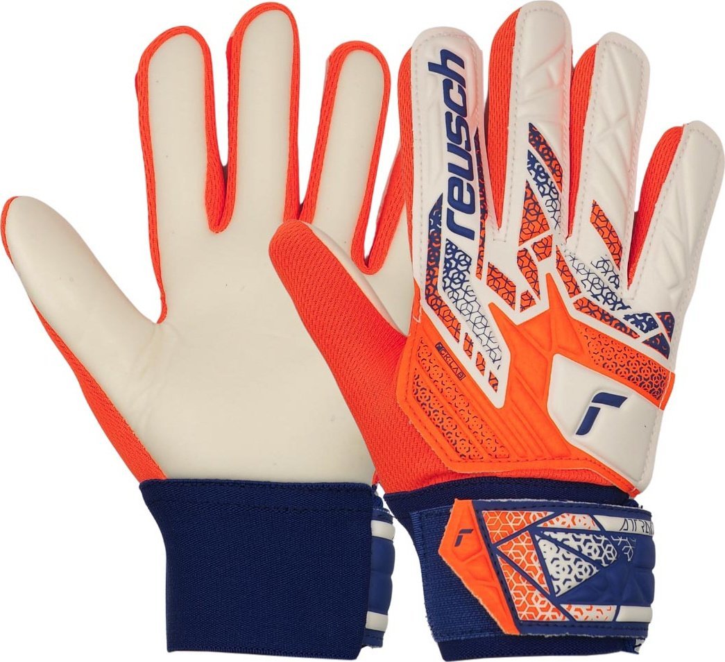 Rękawice bramkarskie Reusch Attrakt Starter Solid Junior biało-pomarańczowe 5572513 2500 7,5