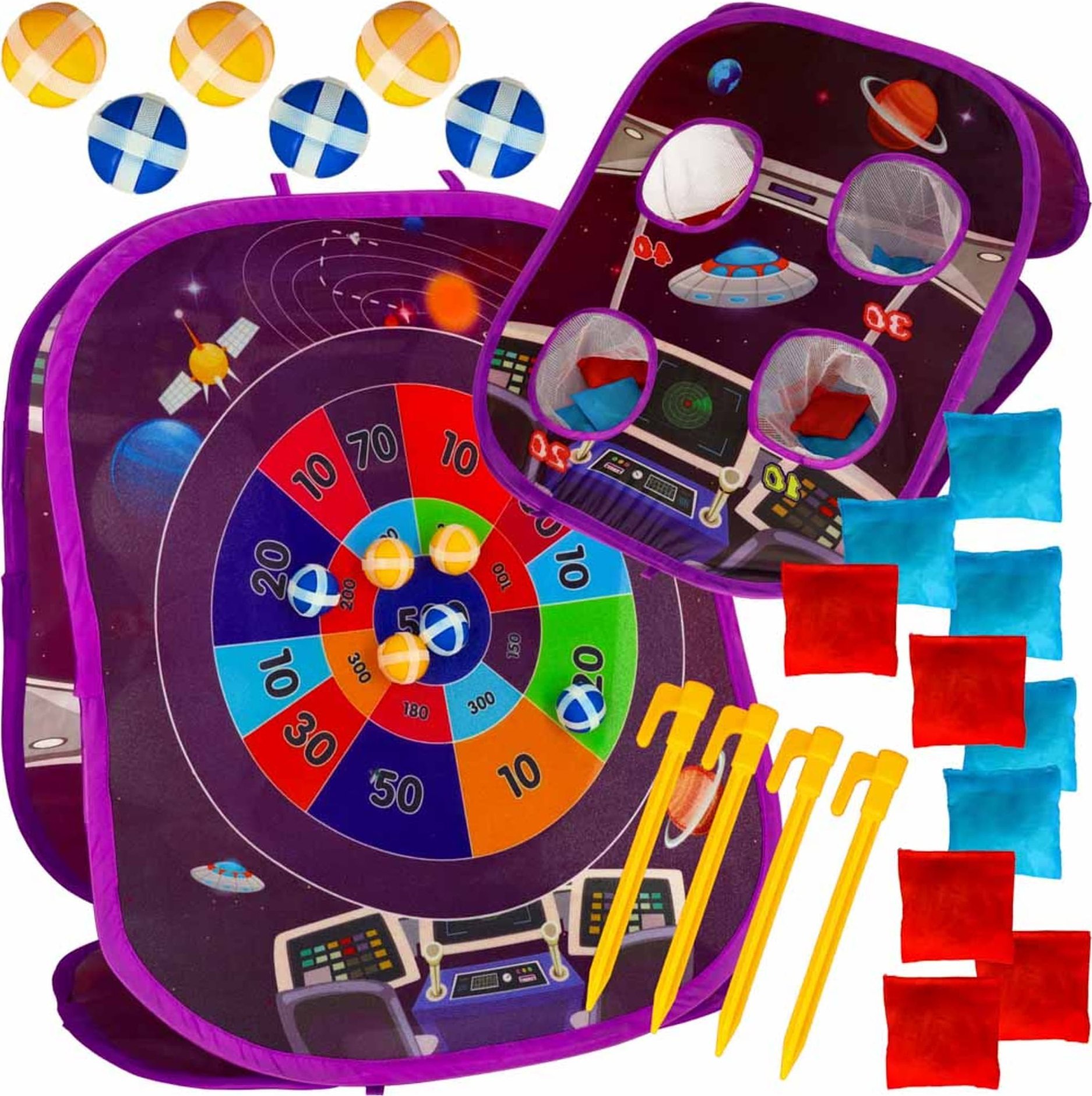 KIK Gra rzut do celu na rzepy dwustronna rzutki piłki woreczki 21el.