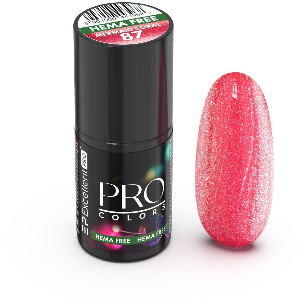 Excellent PRO Pro Colors Hema Free lakier hybrydowy 87 Mermaid Coral 7g