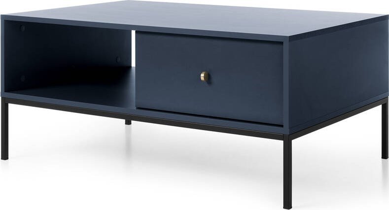 Ravio Prostokątna ława Bari z dwoma szufladami granatowa