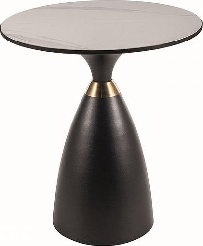 Signal Stolik kawowy okrągły GEMINI 50 biały marmur/czarny stelaż